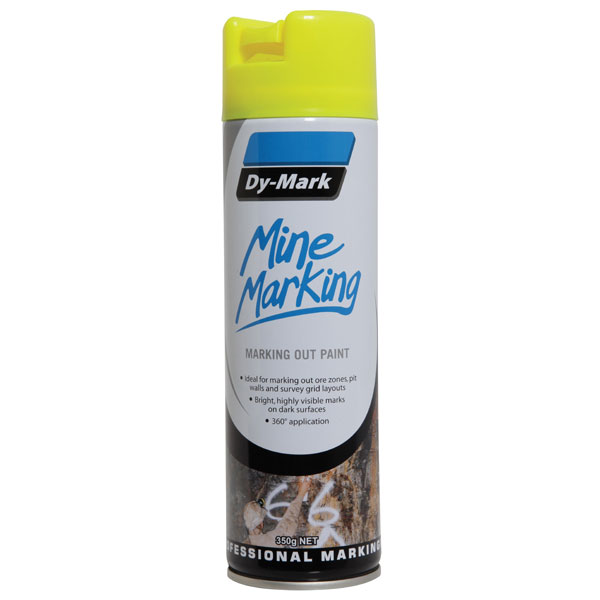 DY-MARK MINE MARKING VERTICAL FLURO YELLOW 350G AEROSOL 